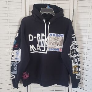 Diesel S Jack Ws Black Hoodie with Graphic Patches Size M